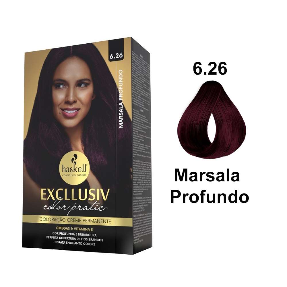 Tinta para cabelo marsala profundo Haskell